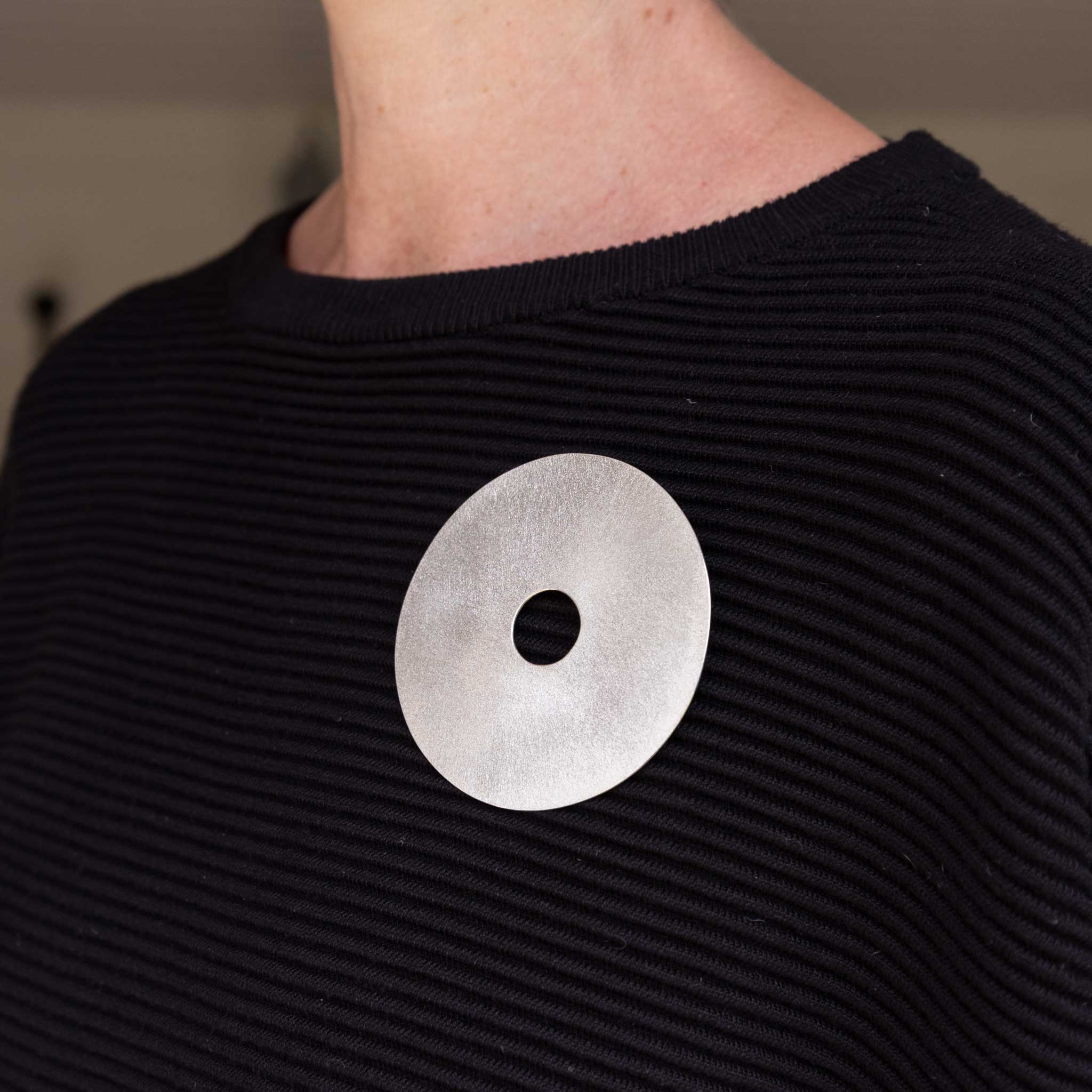 Sterling Silver Textured Disc Brooch